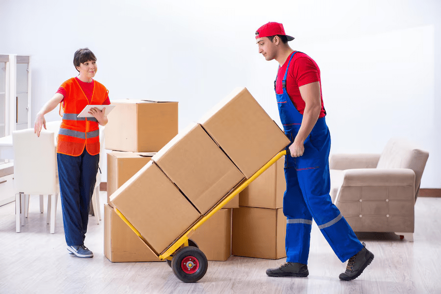 Let's Start Moving crew handling boxes inside a home