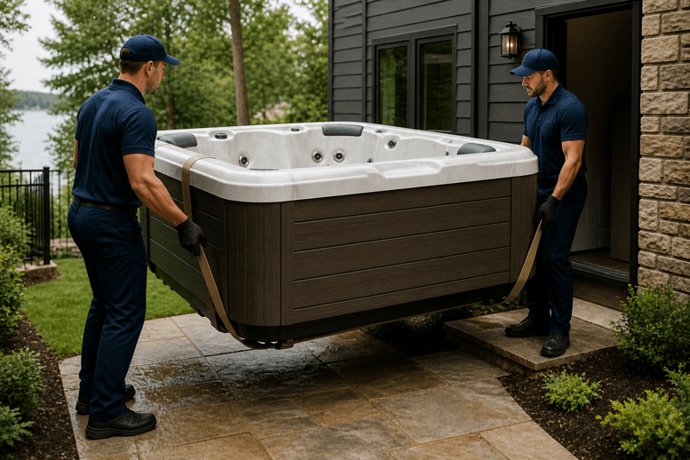 Professional hot tub movers